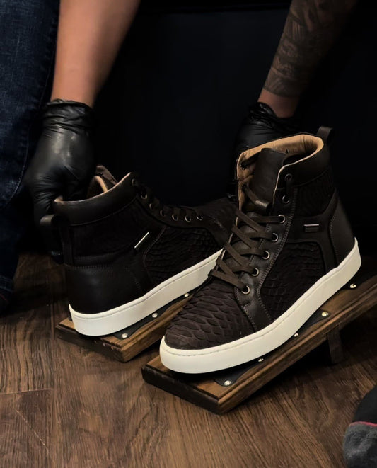Python leather textured  classic boots
