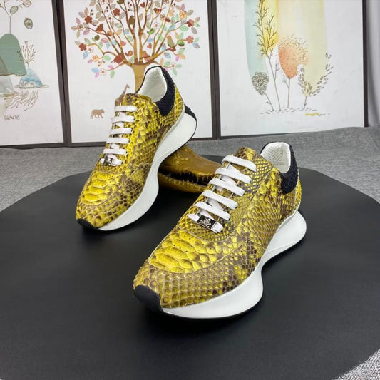 Trendy python pattern leather sneakers