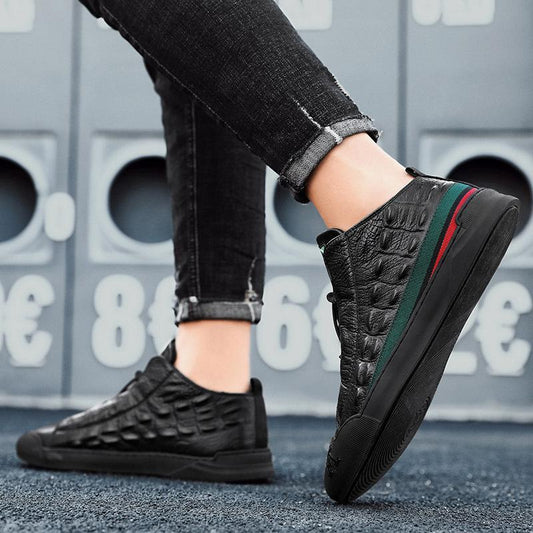 Crocodile pattern casual leather shoes