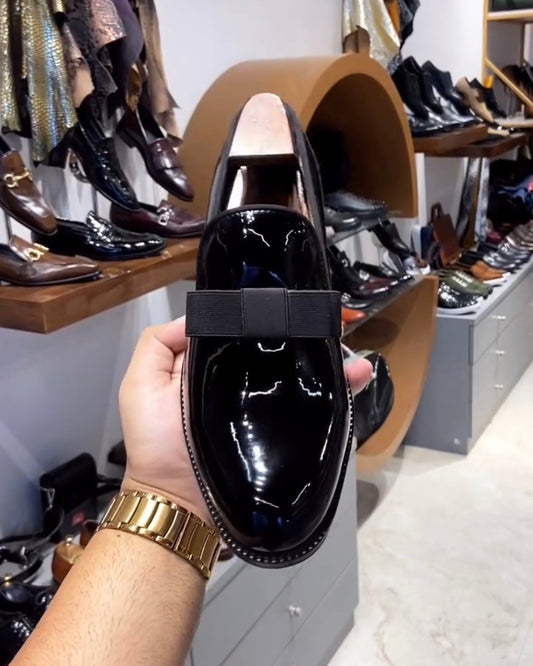 Elegant Bow Glossy Leather Dress Shoes