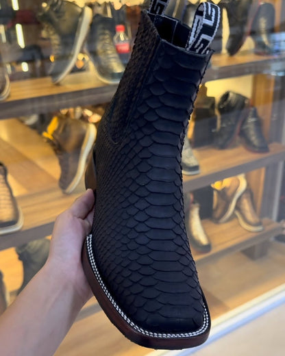 Men's python textured leather ankle boots
