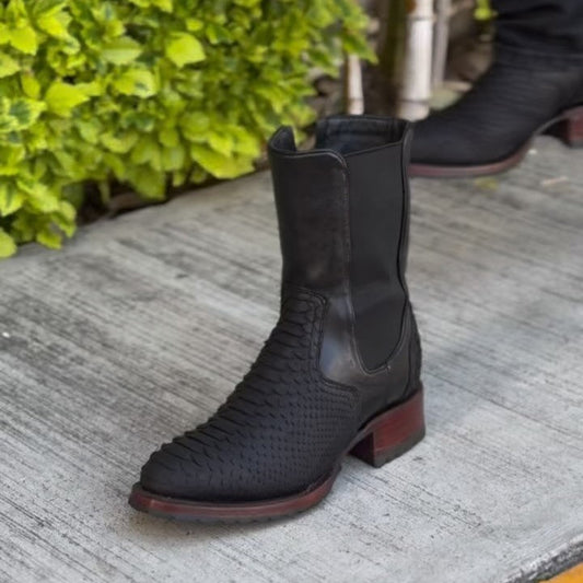 Black Python Exotic Leather Boots