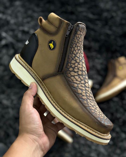 Vintage Stone Textured Ankle Boots