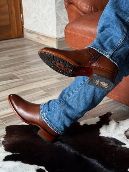 Round Toe Leather Casual Ankle Boots