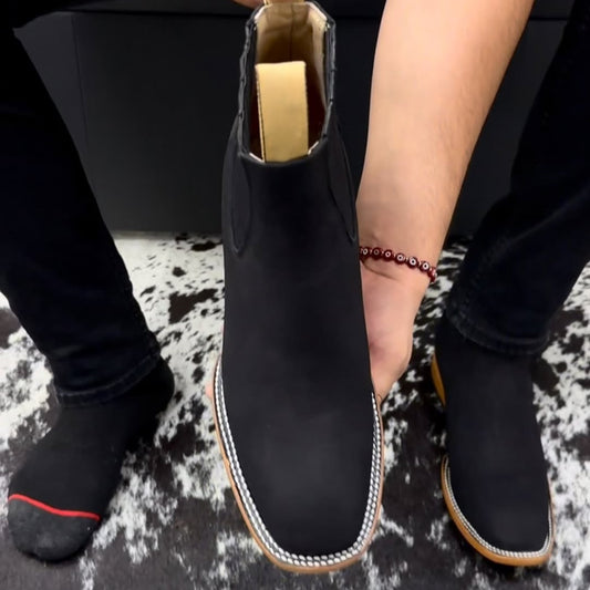 Handmade Suede Denim Ankle Boots