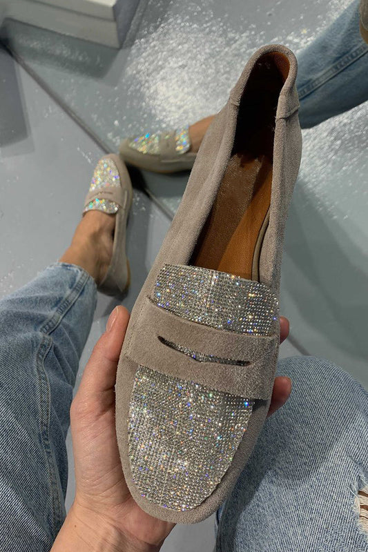 Sequined Khaki Espadrilles