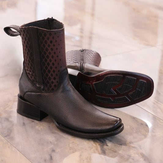 Deerskin Vintage Plaid Cowboy Boots