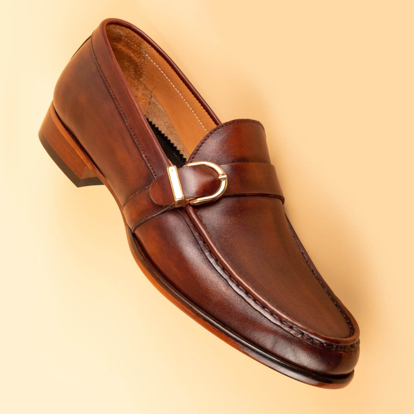 Men's Metal Buckle Leather Dress Shoes
