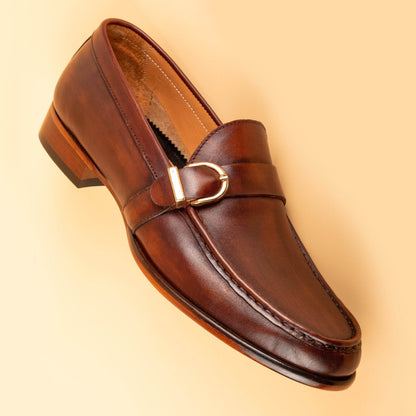 Men's Metal Buckle Leather Dress Shoes