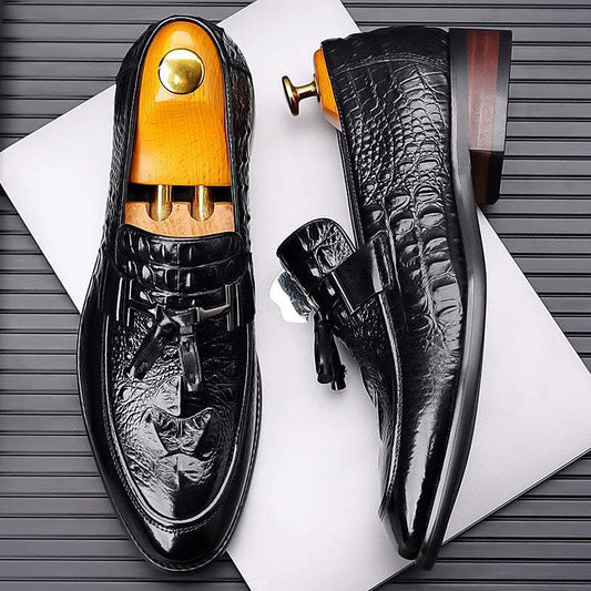 Crocodile print loafers