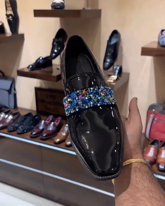 Patent Bottom Studded Moccasins