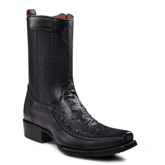 Ostrich Leather And Bovine Leather Boots