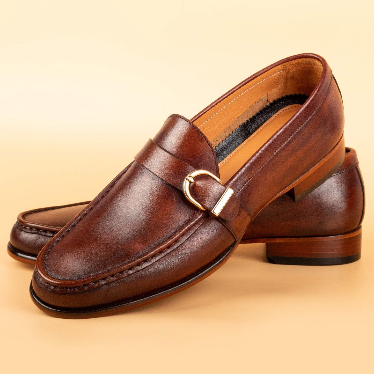 Men's Metal Buckle Leather Dress Shoes