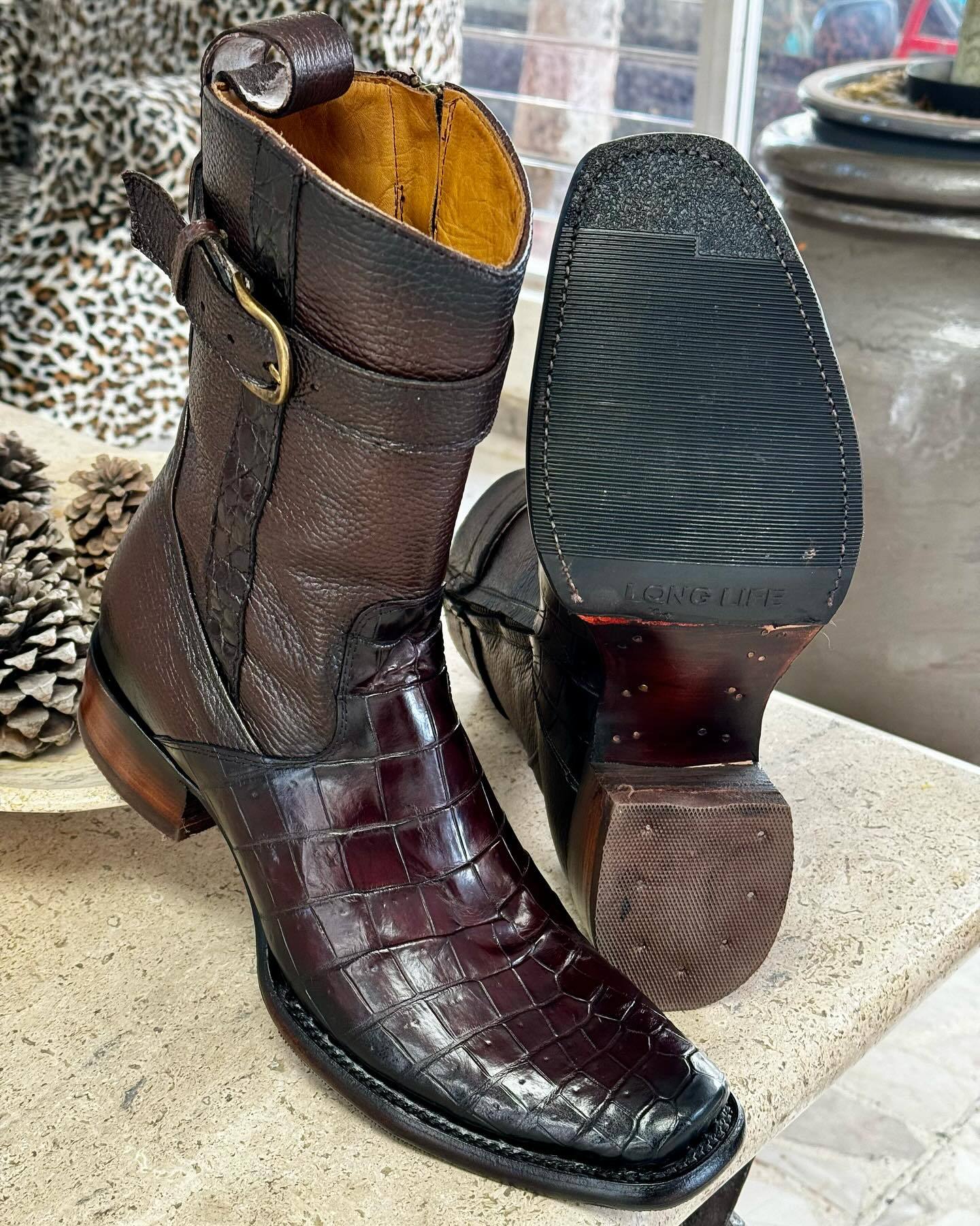 Men's Denim Genuine Leather Casual Boots