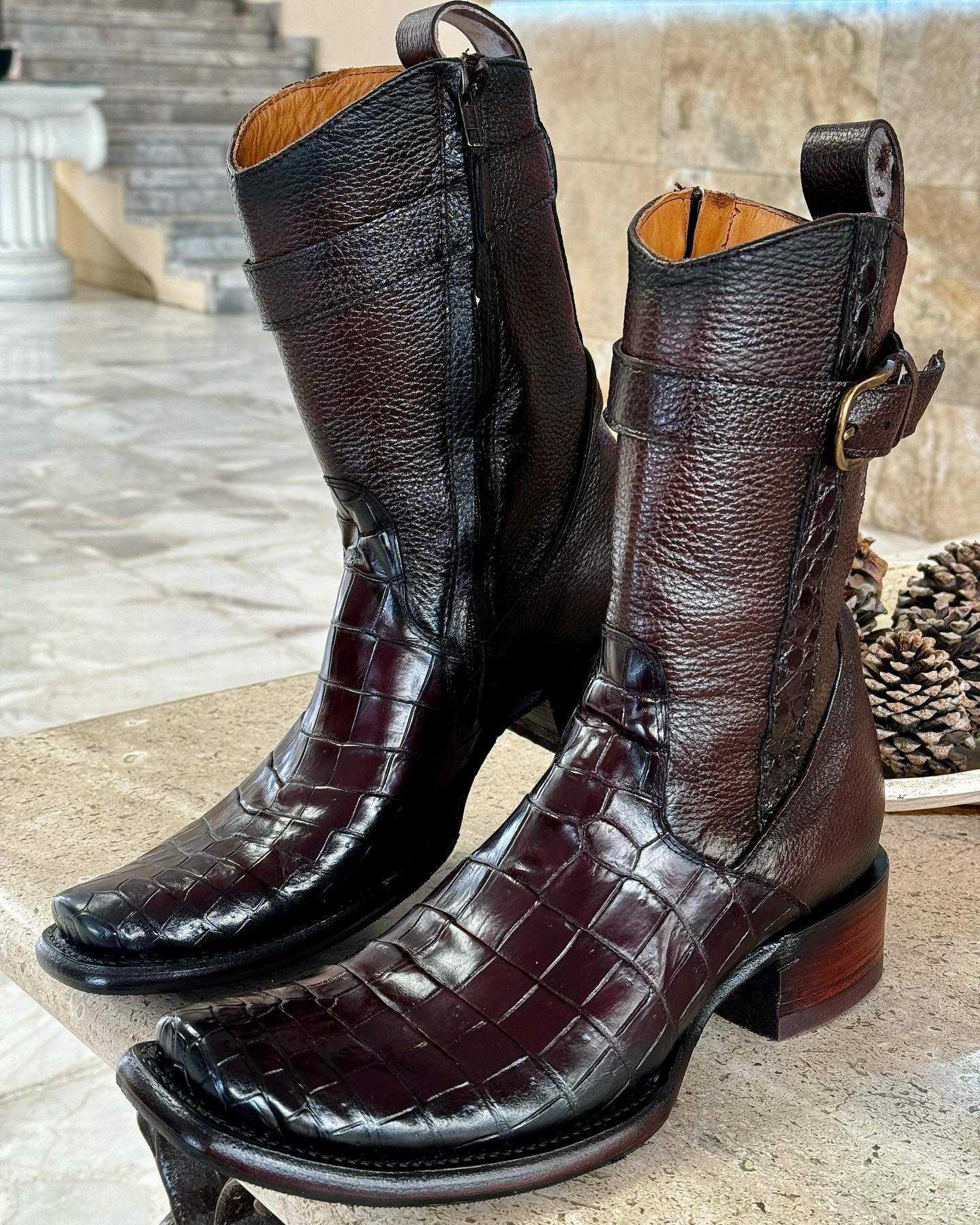 Men's Denim Genuine Leather Casual Boots