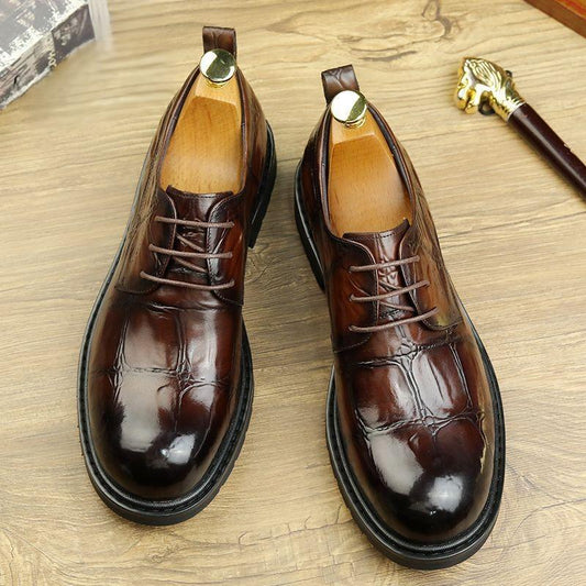 Wide Round Toe Lace-up Derby Shoes