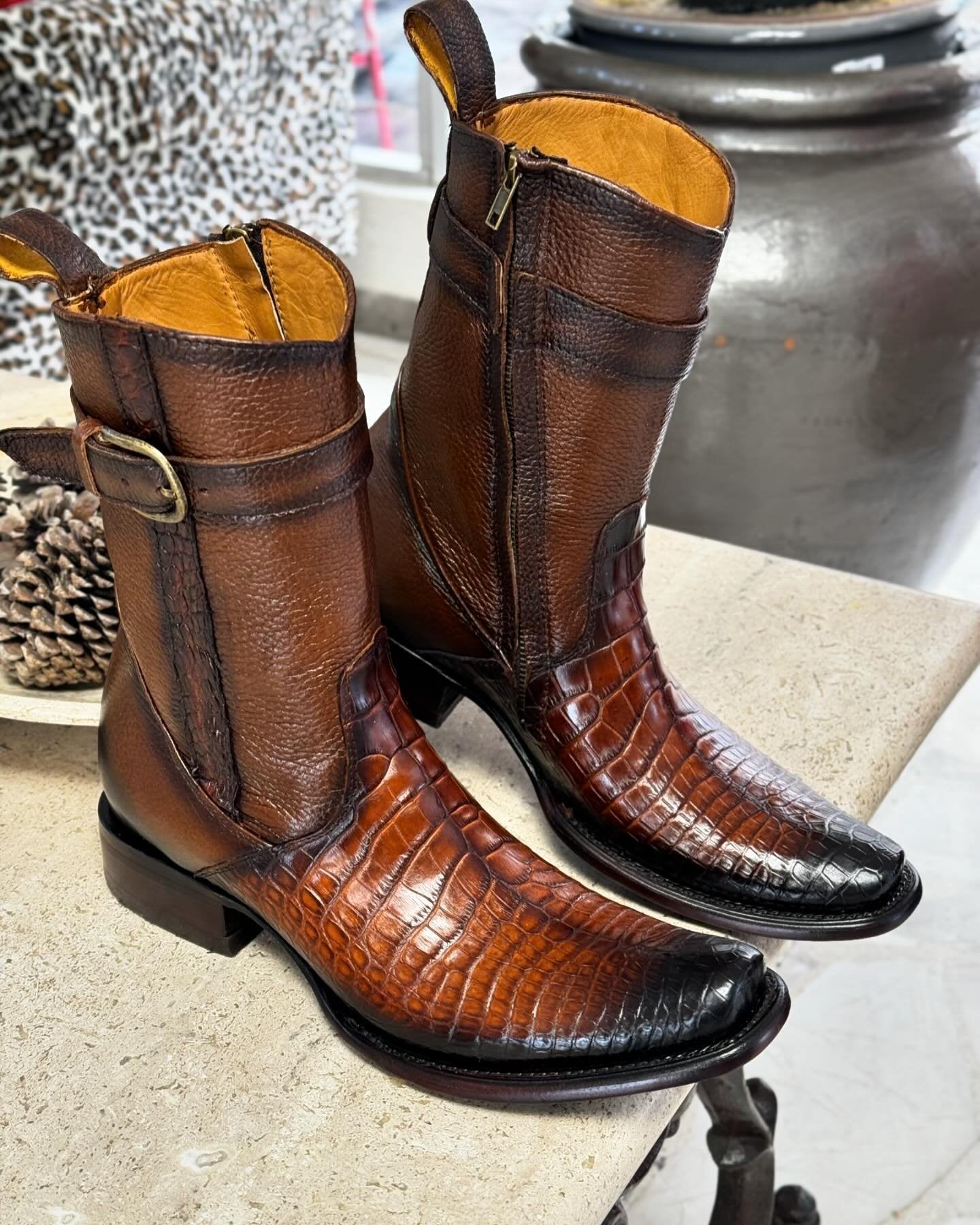 Men's Denim Genuine Leather Casual Boots
