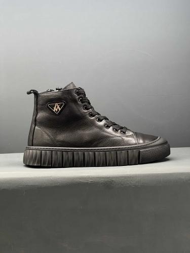 Leather Sneakers With Fleece