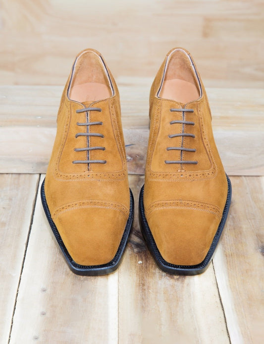 Khaki Suede Lace-Up Shoes