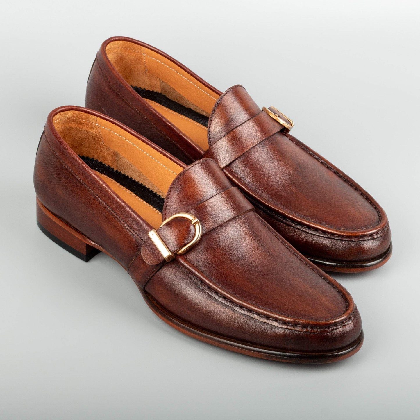 Men's Metal Buckle Leather Dress Shoes