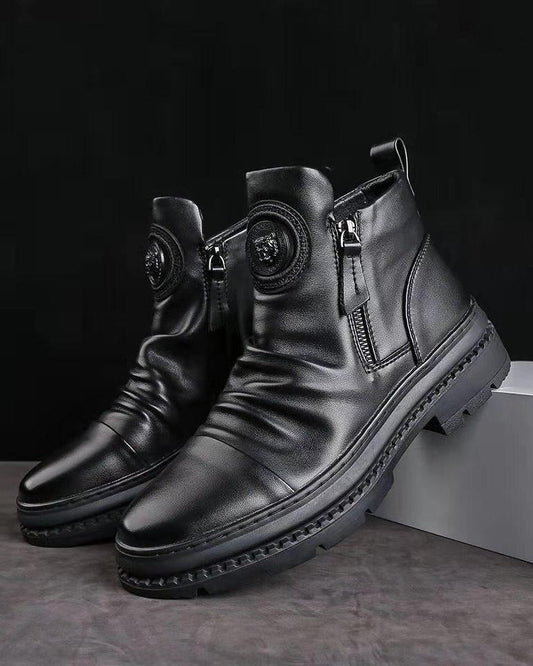 Italian Handmade Leather Zipper Men's Boots