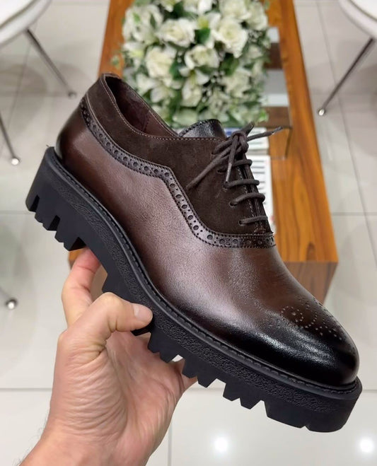 Classic Leather  Suede Spliced Shoes