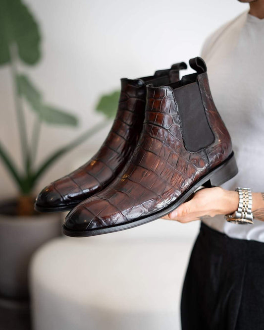 Crocodile Leather Chelsea Boots