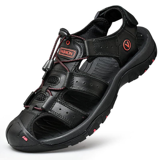 Men's large size leather sandals