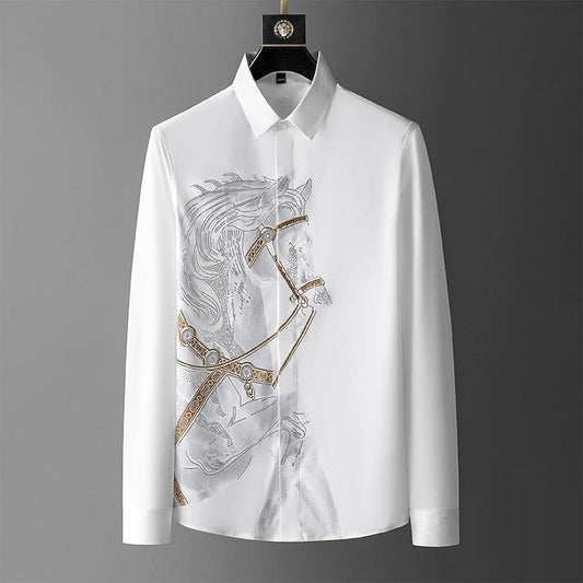Men's Printed Diamond Wrinkle Shirt