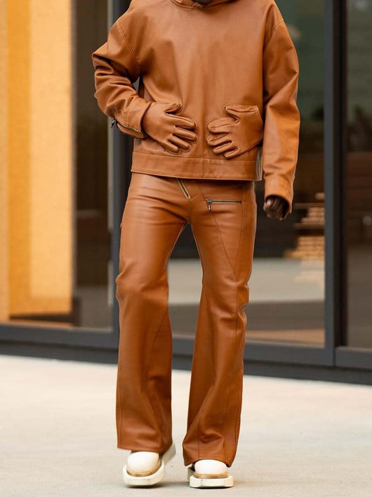 Men's PU Hooded Collar 2PC Set