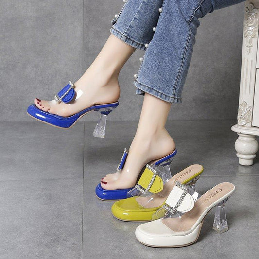 Transparent Diamond 8cm Platform High Heels